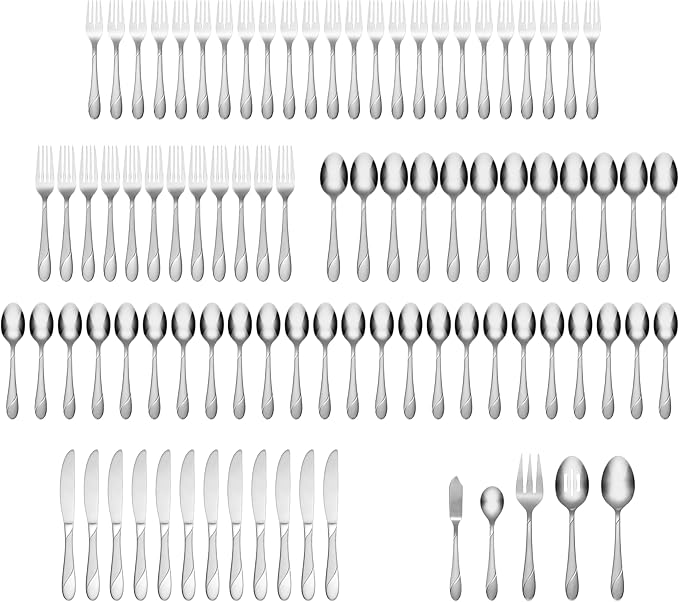 Cambridge 326J2H9BH26 Swirl Sand 89-Piece Flatware Set