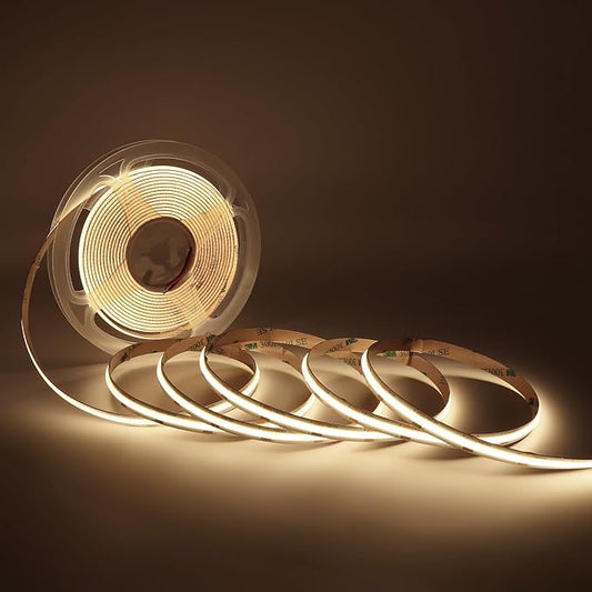 32.8FT COB LED Strip Light 24V4000K RA90+ Flexible High Bright Dimmable LED Tape, 8mm Width Strip Light with 3840 LEDs for Home Indoor Lighting Decor (Without Power Supply or Adapter)
