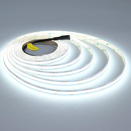 JOYLIT 24V COB LED Strip Lights 16.4FT/5M 288LEDs/M 6000K Cool White, UL Premium 6W/FT 10500LM Super Bright Dimmable LED Tape CRI 92, 120 Degree Beam Angle Light Strip Without Dots (No Power Supply)