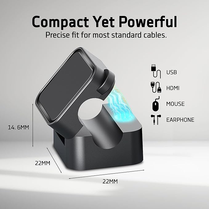 6 Pack Self Adhesive Mangetic Cable Clips, Cable Mangement, Cord Holder, Organizer for Desk, Wall, PC, Phone, Office, USB, Ethernet, Power Cords, Black, FILTERGUARIAN