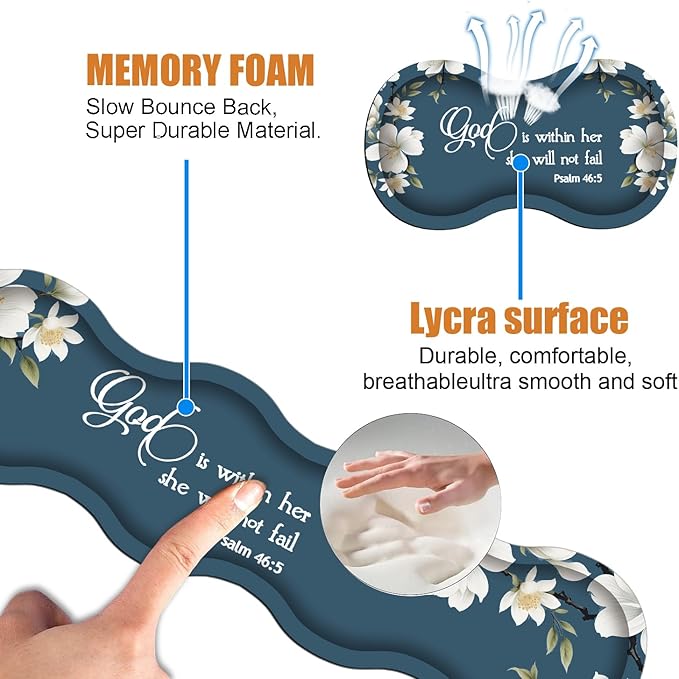 4 in 1 Ergonomic Keyboard Wrist Rest & Mouse Pad Wrist Rest Set,Large XXL Gaming Desk Mat 31.5"x 11.8" with Non-Slip Base,Memory Foam for Home Office Study Gaming,Floral Quote Bible Verse Psalm 46:5