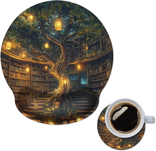 Ergonomic Mouse Pad with Memory Foam Wrist Rest Support Design,Relieve Wrist Pain Mousepad,Non-Slip Base for Laptop,Computer,Office Desk Accessories,Carpal Tunnel,Pretty Forest