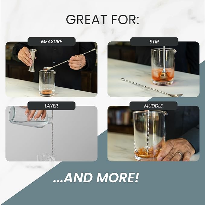 A Bar Above Bar Spoon Set, Spiral Handle, Stainless Steel Mixing Spoons for Cocktail Mixer Set, to Stir and Layer, Basic Professional or Home Bars Accessories (Antique Copper, Spiral)