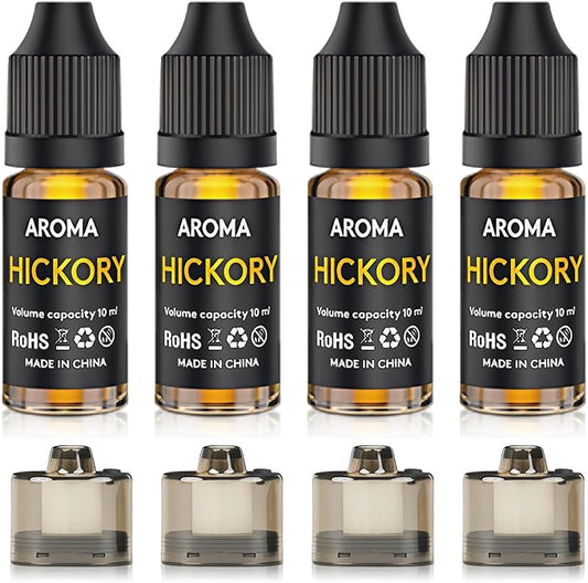 Cocktail Bubble Smoke Gun Accessories, Contains 4 Hickory Flavors, 4 Oil Containers, Suitable for Smoke Bubble Gun (Hickory Flavor)