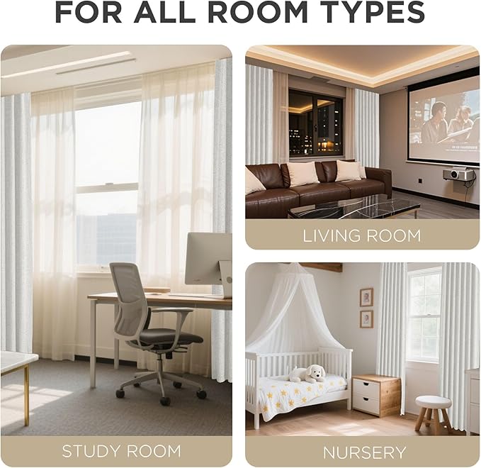 Joydeco Blackout Curtains for Bedroom - 100% Light Blocking 2 Panels Set White Drapes 100" W x 90" L, Thermal Insulated Room Darkening Curtains, Linen Textured for Living Room, Rod Pocket & Back Tabs