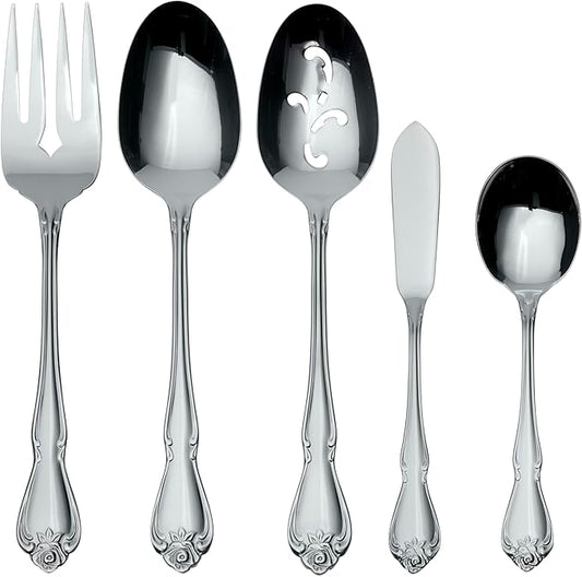 Oneida True Rose 5 Piece Everyday Flatware Serving Set