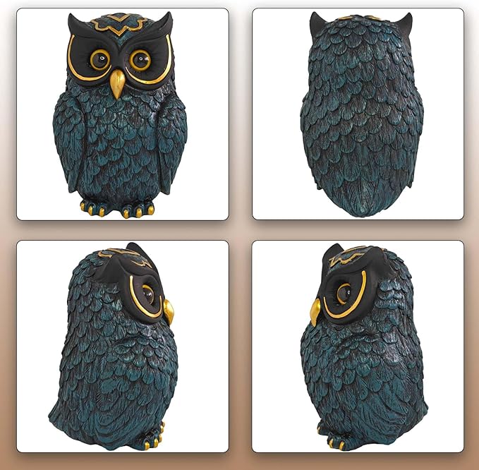 Owl Figurines Resin Statue Home Decor Sculptures Ornament for Bookshelf Living Room,Housewarming Gift