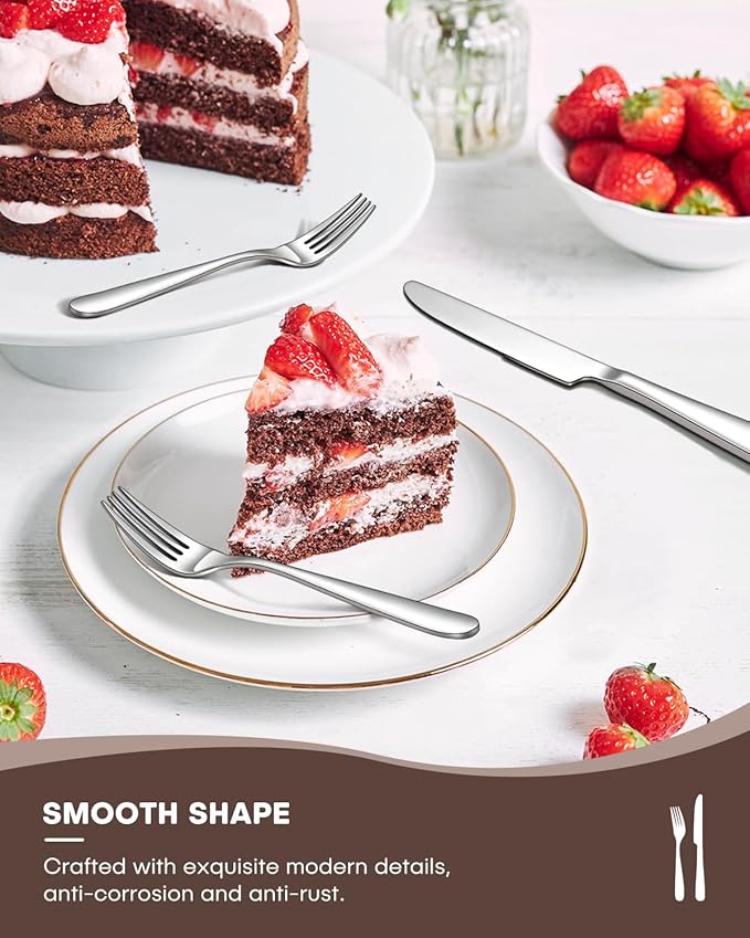 30-Piece Flatware Set for 6, Heavy Duty Knives Forks Spoons Silverware Set with Premium Mirror Polished Stainless Steel Utensils, Dishwasher Safe