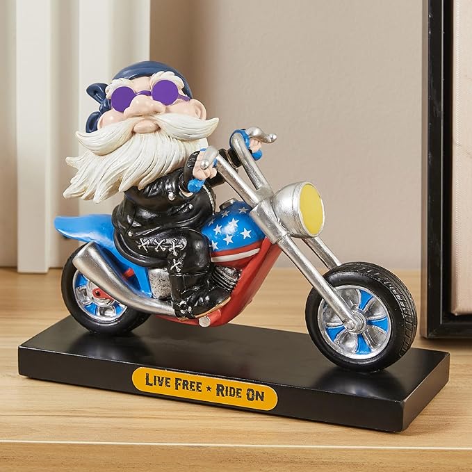 7.5'' Resin Motorcycle Rider Sculpture for Men Dad Husband Grandpa Retro Cool Inspirational Motorcycle Rider Figurine JS0375A