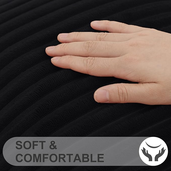 Simmore Decorative Fall Throw Pillow Covers 16x16 Set of 2, Soft Natural Plush Flannel Double-Sided Fluffy Couch Pillow Covers for Sofa Living Room, Black