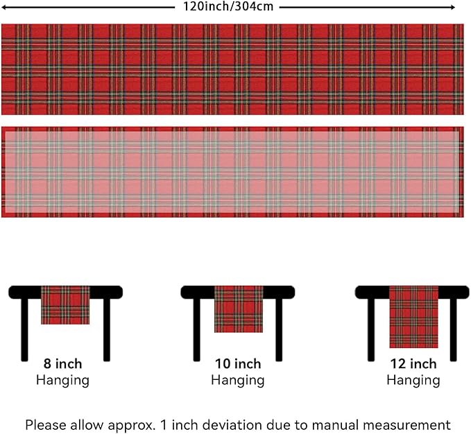 Softalker Christmas Checkered Tartan Table Runner - Red Buffalo Plaid Xmas Stain Resistant Washable Table Decoration for Dining/Parties/Holiday Decor, 13 x 120 Inch