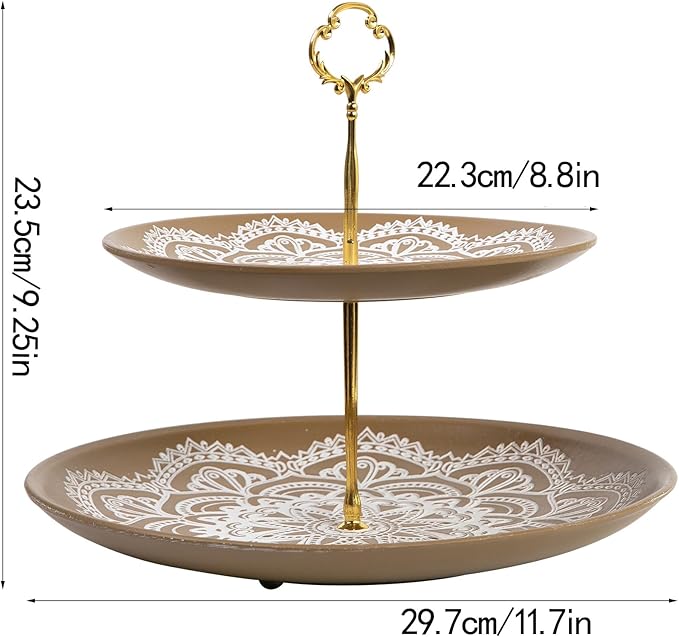 Rustic Round Wood Decorative Coffee Table Tray Farmhouse Decor with Wood Texture Boho Ottoman Serving Tray for Kitchen Counter Home (Grey)