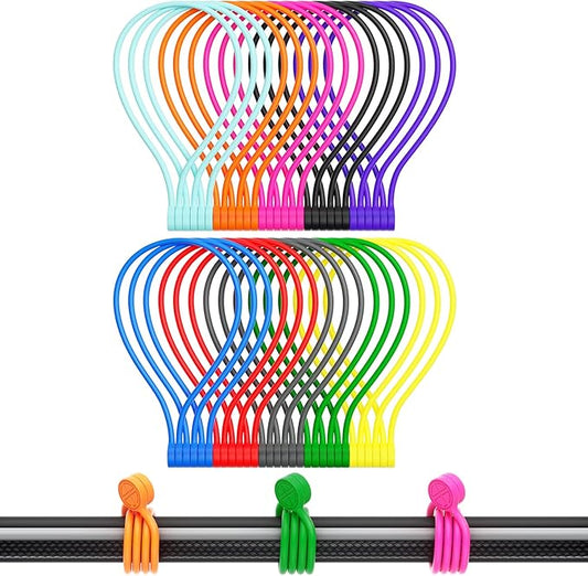 Magnetic Cable Ties, Silicone Reusable Magnetic Twist Ties for Cord Cable Organizer and Bundling, Can Be Use in Home Office School Outdoor (10 Colors-30 Pack)
