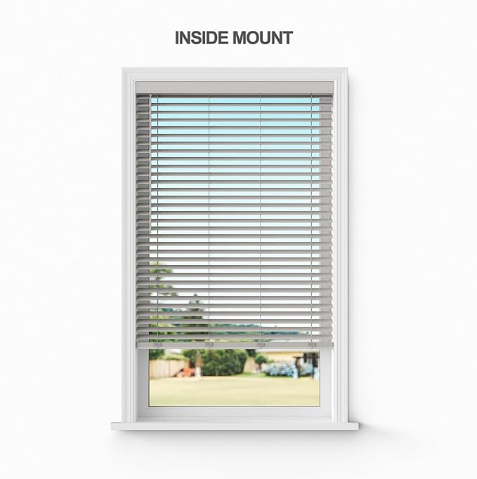 2 Inch Cordless Room Darkening Faux Wood Blind - 18" W x 60" L - Gray, Over 1,000 Custom Sizes Starting at 18.97, Inside or Outside Mount, Venetian Shades for Interior Windows by Lumino