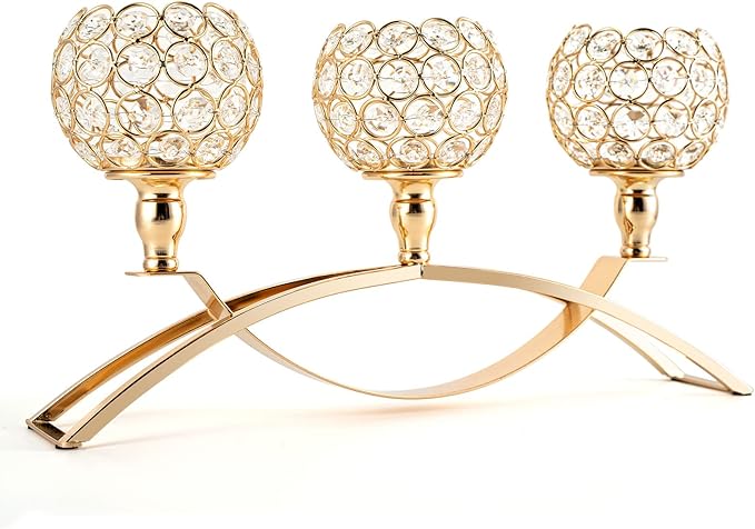 VINCIGANT Candle Stick Holder Decor Gold Candle Holders for Wedding,3-Candle Candelabras for Christmas Party Dinning Room Table Centerpiece,Gift Boxed for Thanksgiving