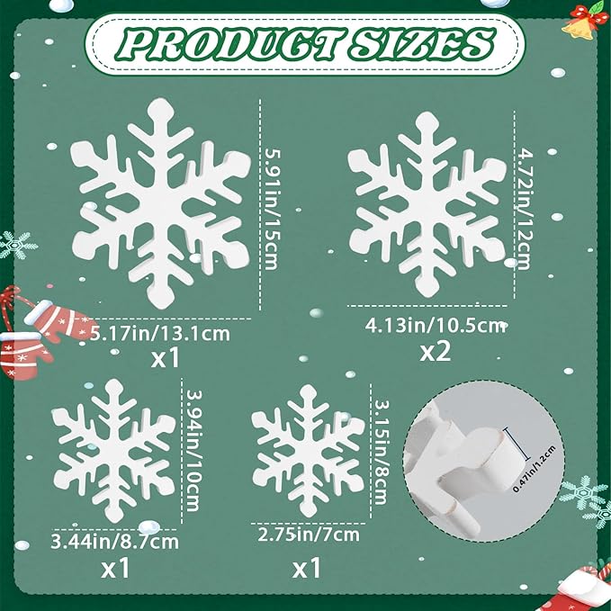 5Pcs Snowflake Christmas Table Decorations, White Distressed Wooden Snowflakes Tabletop Christmas Centerpieces Winter Farmhouse Tiered Tray Decor for Xmas Holiday Party Supplies Home Mantel Decor