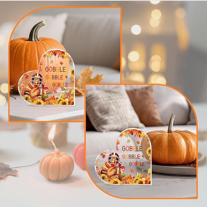 Thanksgiving Home Decorations 3.9 Inch Thanksgiving Plaque Acrylic Thanksgivings Decor Plaques for Family Friends Table Decor-style 2