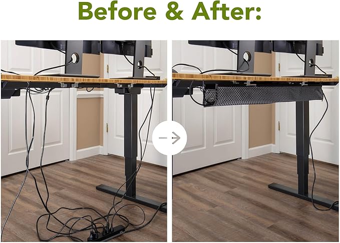 Perfect Posture Mesh Cable Organizer – Under Desk Cable Management with Adjustable Straps, Flexible Mesh, Easy-Access Design, & Standing Desk Compatible – 37.5” (White)