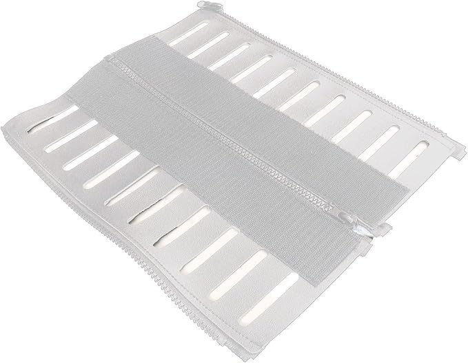 Under Desk Cable Organizer 2-Pack – PU Leather, Zipper Closure with 10 Cable Slots, Tool-Free Mount, Connectable Design for Home and Office Wire Management (White)