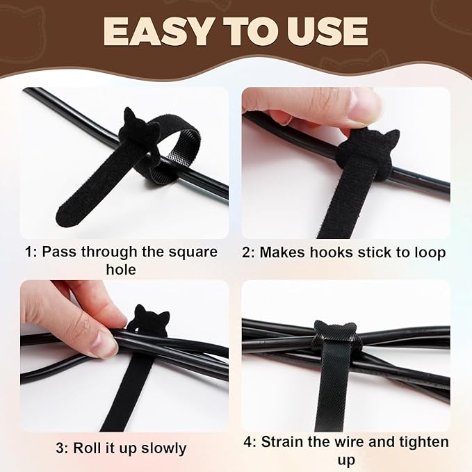 FOURGUN Reusable Cable Ties 100 Pack 6 In Heavy Duty Adjustable Hook Loop Cord Straps Multi-Purpose Wire Organizer Cable Management Ideal for Home Office Data Centers Indoor/Outdoor Wire Bundling