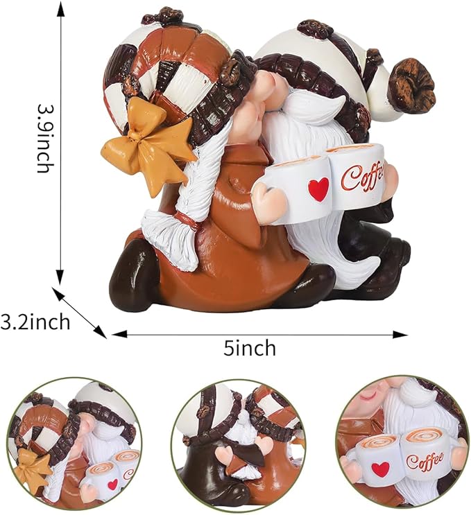 Coffee Bar Decor Gnomes - Handcrafted Resin Gnome Figurine for Home-Spring,Summer,Autumn and Winter Gnome Decorations Gifts-for Coffee Lovers