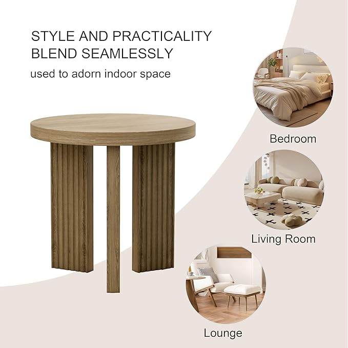 Small Round Side Table, 17.52" Coffee Table with Smooth Thick Mesa, Circle End Table with X Shaped Stable Legs, Accent Tea Table for Living Room, Office, Walnut