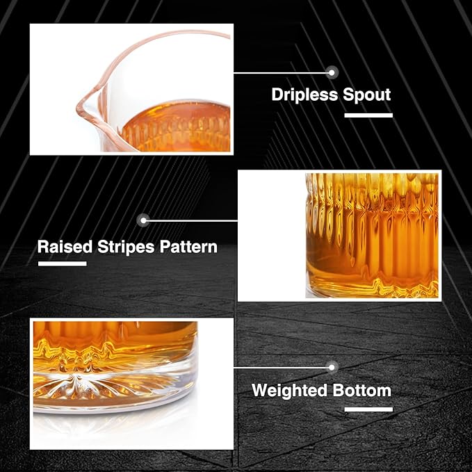 KITESSENSU Premium Cocktail Mixing Glass 23oz - Crystal Cocktail Mixer Bar Accessories to Mix & Stir - Heavy Duty Mixing Pitcher with Weighted Bottom - Classic Bar Tools Bartender Accessories