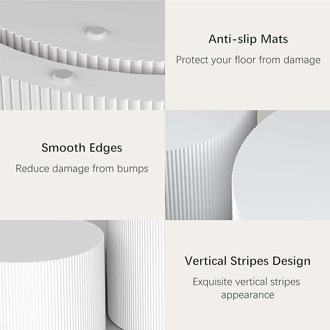 Round Coffee Table Set of 2, Modern Wooden White Nesting Coffee Tables for Living Room, No Assembly Required Circle Side Tables Set Accent End Table for Bedroom, Balcony