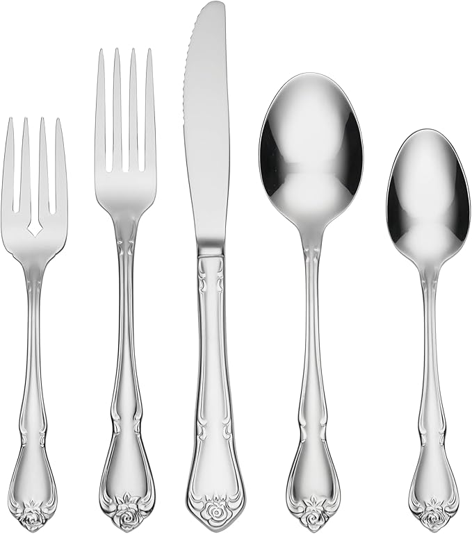 Oneida B552020A True Rose 20 Piece Everyday Flatware Set, Service For 4