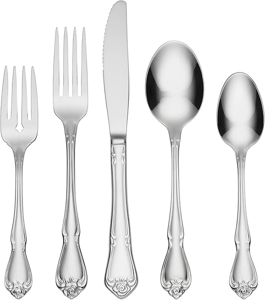 Oneida B552020A True Rose 20 Piece Everyday Flatware Set, Service For 4