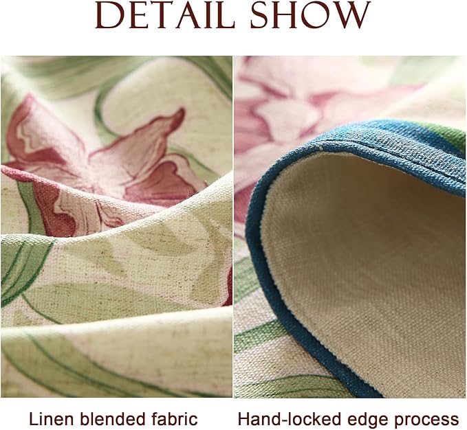 patdrea Designer Elegant Bright Linen Table Runner 71 Inch Long, Mauve Iris Floral Pattern Table Mat, Decoration for Kitchen Dining Table Coffee Table Shelf Cabinet Banquet Christmas ,12"*71"