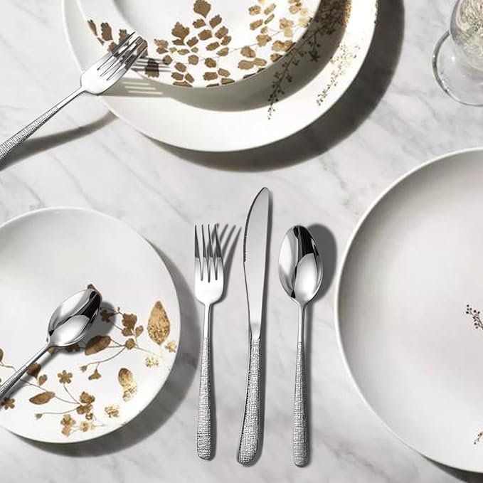 20-Piece Silverware Set Stainless Steel Flatware Set for 4 kitchen Utensils Cutlery Set Includes Knives Forks Spoons For Kitchen Home Hotel