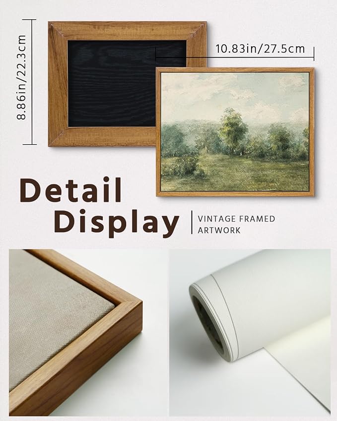 VIYYIEA Framed Canvas Wall Art Decor, Vast Grassland Landscape Prints Painting, Vintage Abstract Wall Art for Living Room Bedroom Bathroom Office, 9"x11"