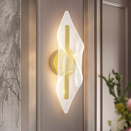 Gold Wall Lights 22.4In Indoor Wall Sconce with Remote Control LED Dimmable Wall Lights for Living Room Hallway Bathroom Bedroom Stairs