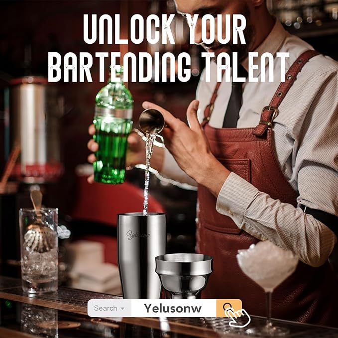 26-Piece Cocktail Shaker Set - Bartender Kit with Stand, Shakers for Cocktail with All Shakers Bartending Bar Tool for Drink Mixing, Home, Lounge & Party