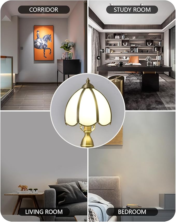 Small Vintage Table Lamps, Frosted Glass Lampshade with Brass Base, Desk Light for Bedside, bar, Lounge, Cafe, and Restaurant, E12 Base(Bulb Not Included)