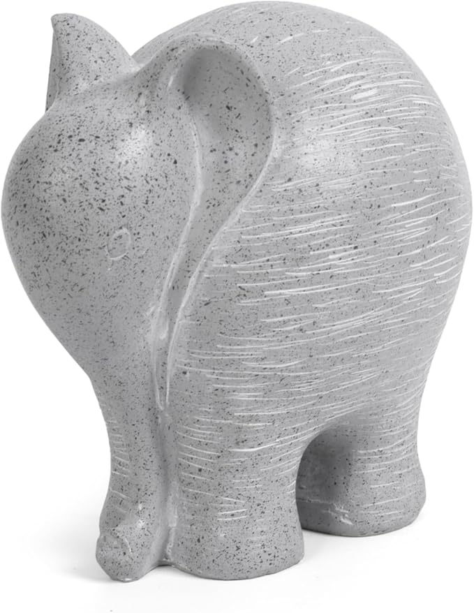 Elephant Statue Robust Resin, 5.5" H Handcrafted Majestic Sculptures, Modern Simple Decor for Bookend, Office, Bookshelf, Study, Living Room (Light Gray)