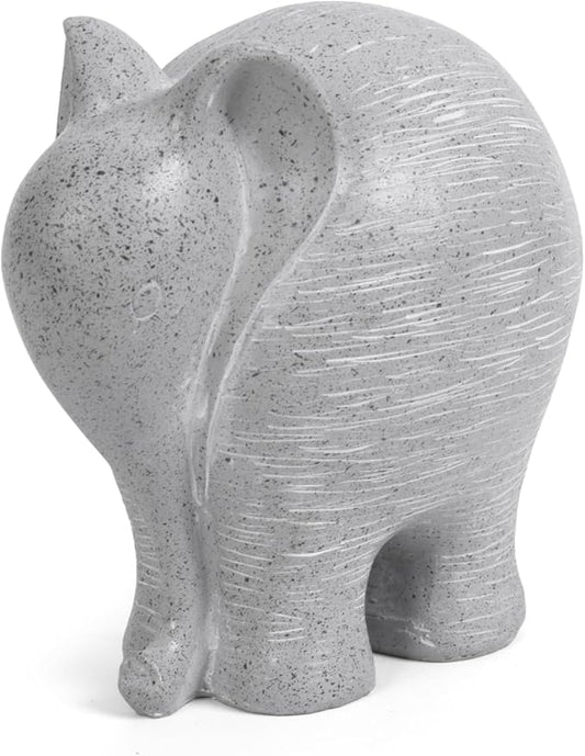 Elephant Statue Robust Resin, 5.5" H Handcrafted Majestic Sculptures, Modern Simple Decor for Bookend, Office, Bookshelf, Study, Living Room (Light Gray)