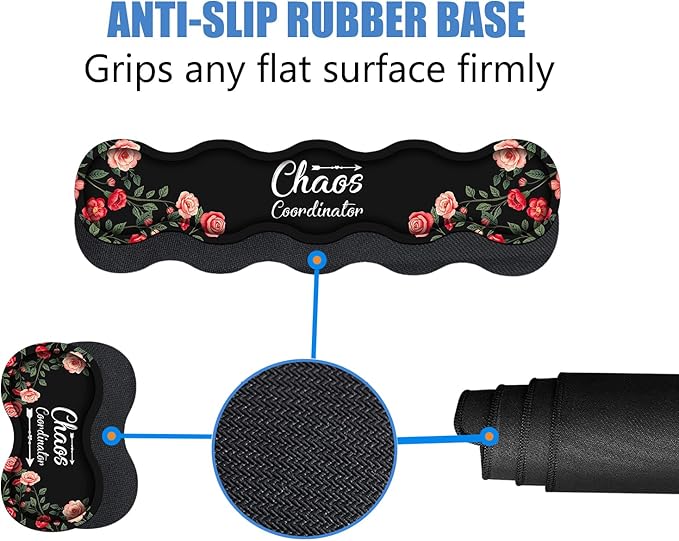 4 in 1 Ergonomic Memory Foam Mouse Pad Wrist Rest Set, Large Gaming Desk Pad + Keyboard Wrist Rest + Mouse Wrist Cushion + Coaster for Home Office Study Gaming, Colored Floral Quote Chaos Coordinator