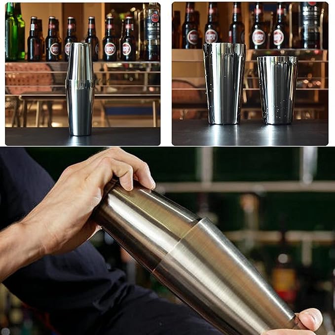 Cocktail Shaker Set, Professional Boston Shaker Set with 18oz Unweighted & 28oz Weighted, Stainless Steel Martini Shaker for Bartending and Home Bar, Premium Bar Tools for Bartender