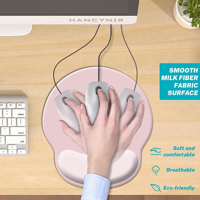 Pink Ergonomic Mouse Pad with Wrist Rest, Cute Mouse Pads Wrist Support, Gaming Mousepad for Desk Laptop Computer with Pain Relief Non-Slip PU Base for Desk Accessories Office Decor Supplies