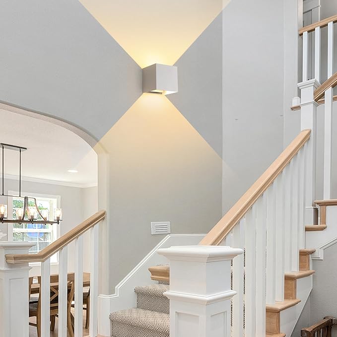 Matte White Square Wall Sconces Lights,3000K-6500K 3CCT,Adjustable Beam,1300LM High Brightness,15W Outdoor Sconce,Waterproof,Rust-Resistant,4.33 Inch,Outdoor Wall Lights & Indoor Wall Sconce(1 Pack)