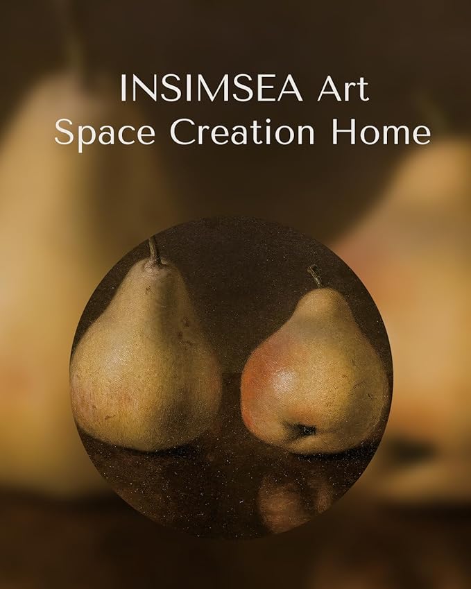 InSimSea Framed Canvas Wall Art Fall Pear Vintage Autumn Art Work for Kitchen Wall Decor Fruits Small Poster Landscape Oil Painting Artwork Prints Room Decor for Bedroom Living Room Bathroom 10x12In