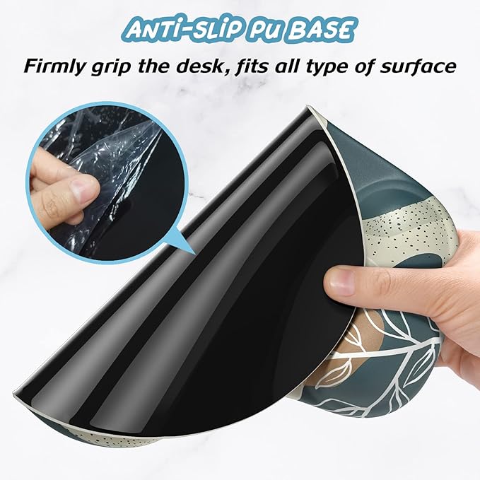 Hsurbtra Ergonomic Mouse Pad with Wrist Rest Support, Gel Mouse Pads with Non-Slip PU Base, Pain Relief Memory Foam Computer Mat, Cute Office Supplies Desk Decro Accessories, White Line