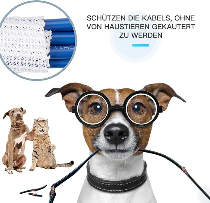 AGPTEK Cable Sleeve Cover, 20ft - 4/5 inch Desk Cord Organizer Cable Hider, Home Office Wire Management Computer TV Wire Loom Tubing, Pet Proof Cord Protector, from Cat Dog Chewing, White