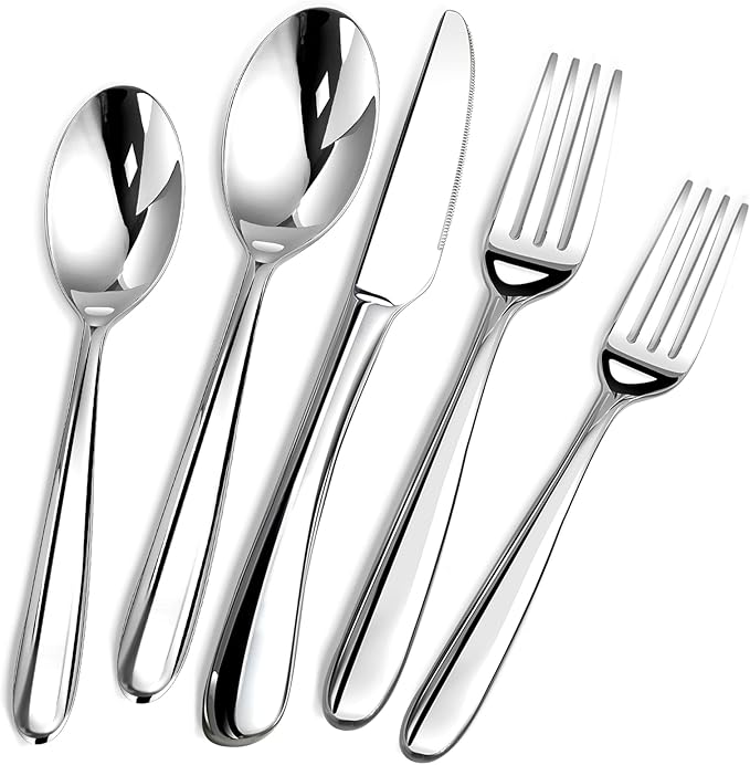 Heavy Duty Silverware Set for 8, 40 Piece Premium Stainless Steel Flatware Utensils Cutlery Set Including Steak Knife Fork and Spoon, Dishwasher Safe, Gift Package for Wedding Housewarming
