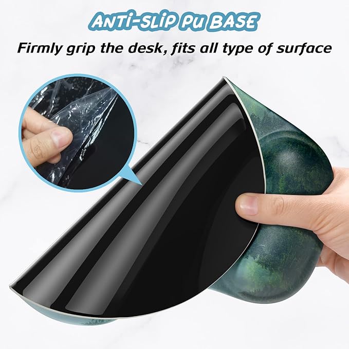 Hsurbtra Ergonomic Mouse Pad with Wrist Rest Support, Gel Mouse Pads with Non-Slip PU Base, Pain Relief Memory Foam Computer Mat, Cute Office Supplies Desk Decro Accessories, Black Forest