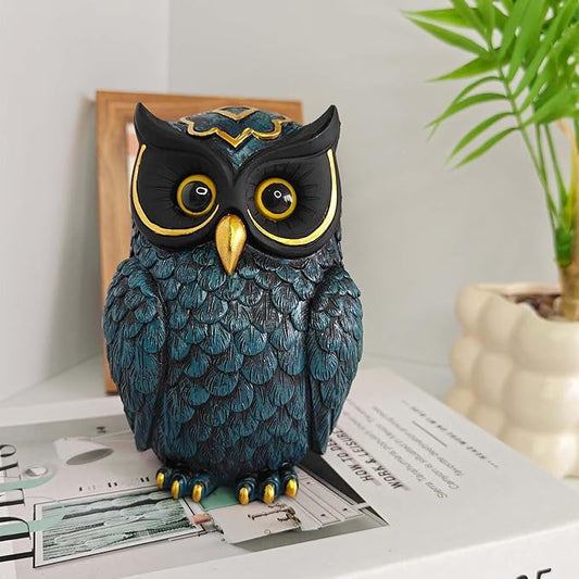 Owl Figurines Resin Statue Home Decor Sculptures Ornament for Bookshelf Living Room,Housewarming Gift