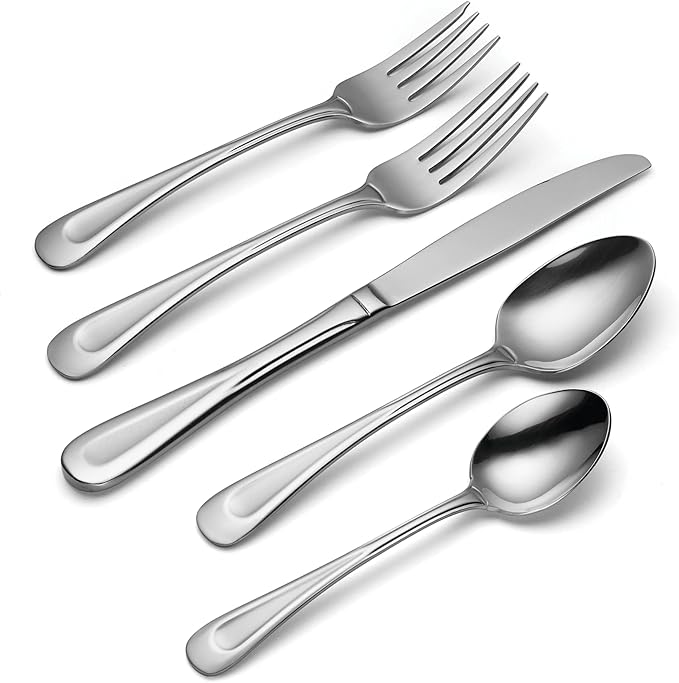 Oneida Satin Sand Dune 12 Piece Everyday Flatware Set, Service for 4 , 18/0 Stainless Steel, Silverware Set, Dishwasher Safe