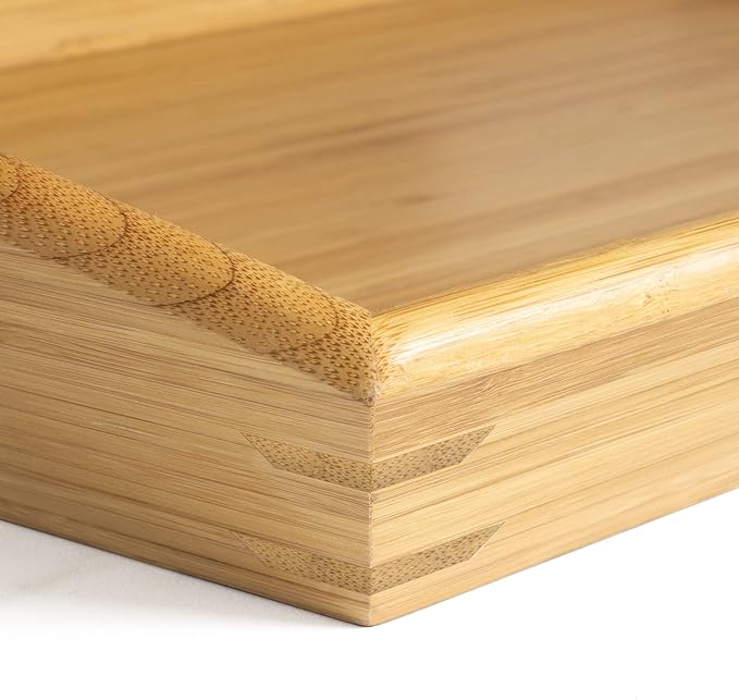 Totally Bamboo Butler's Serving Tray with Handles, Decorative Tray for Ottoman or Coffee Table, 23" x 15"